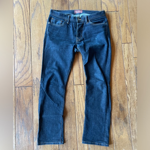 Men's The Stronghold Selvedge Slim Straight Leg Jeans with Spice Stitching 32" - Picture 4 of 10
